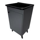 Gabinete MDF com Tanque Plástico 26L e Base Torneira de Bancada Pés Retrô - Black e Chumbo