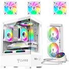 Gabinete megalon snow + 3 fan snow rgb + 1 watercooler cryos snow- clanm
