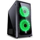 Gabinete mid-tower venus preto com 2 fans led verde lateral em acrílico venptvd2fca