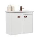 Gabinete New Prisma para Banheiro Classico com Puxadores concha Bronze de Parede Branco