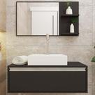 Gabinete P/ Banheiro C/Cuba + Espelho Real 80 Preto S/C
