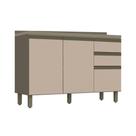 Gabinete p/ Pia Cozinha Balcão c/ Tampo Connect c/ 3 Portas e 2 Gavetas 120cm Duna/Cristal - Henn