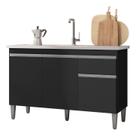 Gabinete P/pia Tatiane 120cm 3 Portas 1 Gaveta C/tampo - Preto
