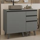 Gabinete para Banheiro 100cm 1 Porta 3 Gavetas Cinza Nice Madesa 04