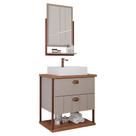 Gabinete Para Banheiro 60 Cm 100% Mdf 2 Gavetas C/ Espelheira Uni Mgm Móveis Cappuccino/Freijo Gabinete Para Banheiro 60 Cm 100% Mdf 2 Gavetas C/ Espelheira Uni Mgm Móveis Cappuccino/Freijo