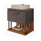 Gabinete Para Banheiro 60 Cm 100% Mdf Nicho 1 Porta Basculante Duna Mgm Móveis Titânio/Freijo Gabinete Para Banheiro 60 Cm 100% Mdf Nicho 1 Porta Basculante Duna Mgm Móveis Titânio/Freijo