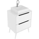 Gabinete Para Banheiro 60 Cm 2 Gavetas Com Cuba Robin Branco