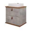 Gabinete Para Banheiro 60Cm 100% Mdf 1 Gaveta 1 Porta Basculante Milano Mgm Móveis Cimento/Freijo