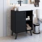 Gabinete para Banheiro 60cm com 1 Porta e 2 Prateleiras BA305 sem Cuba Preto