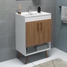 Gabinete para banheiro 60cm Verona 02 portas sem cuba Branco/Carvalho Móveis Bosi