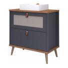 Gabinete Para Banheiro 80Cm 100% Mdf 1 Gaveta 1 Porta Basculante Veneto Mgm Móveis Titânio/Freijo Gabinete Para Banheiro 80Cm 100% Mdf 1 Gaveta 1 Porta Basculante Veneto Mgm Móveis Titânio/Freijo