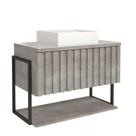Gabinete Para Banheiro 80Cm 100% Mdf Metalon 20X20 1 Porta Basculante Frisê Mgm Móveis Cimento
