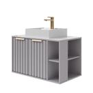 Gabinete para Banheiro 80cm com 2 Portas 2 Nichos e Cuba de Sobrepor Noruega