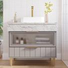 Gabinete para Banheiro 90cm com 1 Porta 1 Gaveta e Cuba de Sobrepor Bariloche