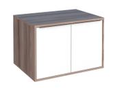 Gabinete Para Banheiro ARA 100% MDF Com Gaveta Dupla Com Divisor de Objetos Puxadores em Alumínio Cor Branco/Tamarindo