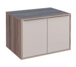 Gabinete Para Banheiro ARA 100% MDF Com Gaveta Dupla Com Divisor de Objetos Puxadores em Alumínio Cor Nude/Tamarindo
