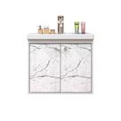 Gabinete Para Banheiro Aster 51cm Com Cuba Cerocha Branco/ Marmorizado Branco
