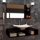 Gabinete Para Banheiro C/Cuba + Espelho Ful 80 Preto S/C Preto