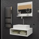 Gabinete Para Banheiro C/Cuba + Espelho Ful Ed.50 Branco S/C