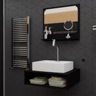 Gabinete Para Banheiro C/Cuba + Espelho Ful Ed. 50 Preto S/C