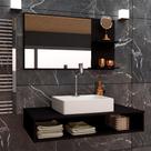 Gabinete Para Banheiro C/Cuba + Espelho Ful Ed. 80 Preto S/C
