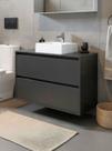 Gabinete para Banheiro com Cuba 80cm Mdf Grafite Dubai - On Móveis Gabinete para Banheiro com Cuba 80cm Mdf Grafite Dubai - On Móveis