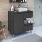 Gabinete para Banheiro com Cuba Branca 80cm 2 Gavetas 1 Porta 1 Nicho Paula Gabinete para Banheiro com Cuba Branca 80cm 2 Gavetas 1 Porta 1 Nicho Paula