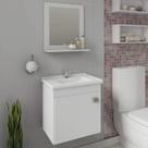 Gabinete para Banheiro com Cuba e Espelheira 1 Porta 1 Prateleira Iris Branco Gabinete para Banheiro com Cuba e Espelheira 1 Porta 1 Prateleira Iris Branco