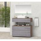 Gabinete para Banheiro com Cuba e Espelheira 80cm Safira Marrom/Rovere Gabinete para Banheiro com Cuba e Espelheira 80cm Safira Marrom/Rovere