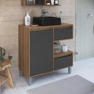 Gabinete para Banheiro Com Cuba Preta 80cm 2 Gavetas 1 Porta 1 Nicho Paula Gabinete para Banheiro Com Cuba Preta 80cm 2 Gavetas 1 Porta 1 Nicho Paula