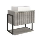 Gabinete Para Banheiro Com Lavatório Frise Metalon Cimento MGM Moveis 60cm