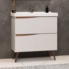 Gabinete para banheiro com pés com lavatório 02 gavetas 80cm LILLE Móveis Bosi