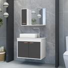 Gabinete para Banheiro com Pia e Espelho CJ Clean 60 Branco / Grafite