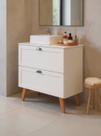 Gabinete para Banheiro com Tampo e Cuba 80cm Retro Mdf Branco Milano - On Móveis