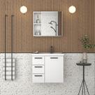 Gabinete para banheiro cozimax ameixa aço 60cm branco