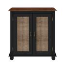 Gabinete para Banheiro de Madeira Veneza com 2 Portas de Rattan e Pés Torneados- 82004