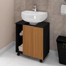 Gabinete Para Banheiro Madeira 55cm Pequin Preto Tipo Ripado Gabinete Para Banheiro Madeira 55cm Pequin Preto Tipo Ripado