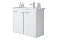 Gabinete para Banheiro New Prisma Com puxadores de Alumínio Suspenso Branco