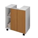 Gabinete para Banheiro Pequin Branco com Ripado - BECHARA Gabinete para Banheiro Pequin Branco com Ripado - BECHARA