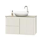 Gabinete Para Banheiro Ripado 80cm Branco com Cuba Branca