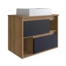 Gabinete Para Banheiro Suspenso 60CM com 2 Gavetas Mel Preto LVP03 Versato Nova Móbile