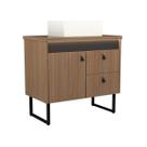 Gabinete para Banheiro Tech Led 2G 80 cm com Pé