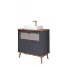 Gabinete Para Banheiro Vêneto Titanium/Freijó MGM Móveis 60cm Gabinete Para Banheiro Vêneto Titanium/Freijó MGM Móveis 60cm