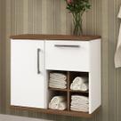 Gabinete para banheiro Veneza 01 porta 01 gaveta sem cuba 70cm Nogal/Branco Móveis Bosi