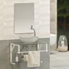 Gabinete para Banheiro Vidro Glass 60cm Branco com Cuba Incolor