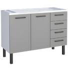 Gabinete para Cozinha Aço Juno 1,17m Cinza para Pia de 1,20m - P101221 - COZIMAX Gabinete para Cozinha Aço Juno 1,17m Cinza para Pia de 1,20m - P101221 - COZIMAX