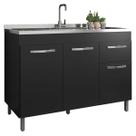 Gabinete para Pia 1,20m Armário Cozinha Balcão Multiuso - Preto Gabinete para Pia 1,20m Armário Cozinha Balcão Multiuso - Preto