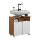 Gabinete para Pia de Coluna Oasis 66cm Armário de Banheiro com Rodízios Sem Fundo Organizador para Lavatório Banheiro Pequeno Estrutura MDF MDP