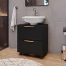 Gabinete Para Pia de Coluna Prime Com Rodízios - Preto
