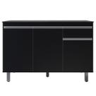 Gabinete Pia 3 Portas 1 Gaveta Pop Preto 120cm Sem Tampo Nathan Móveis